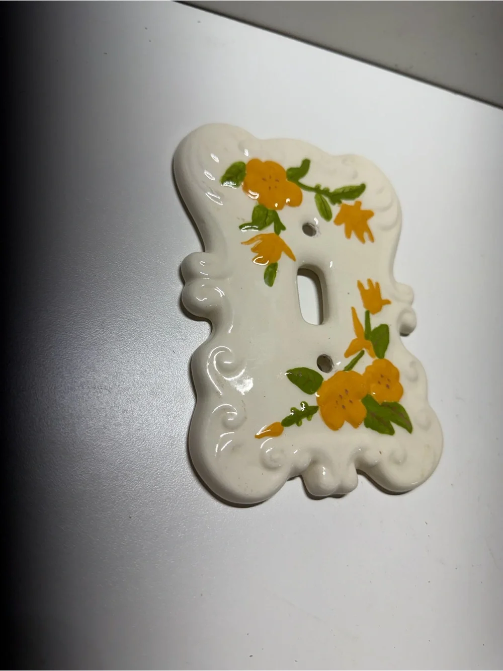 Hand Painted Yellow Floral Ceramic Light Switch Cover